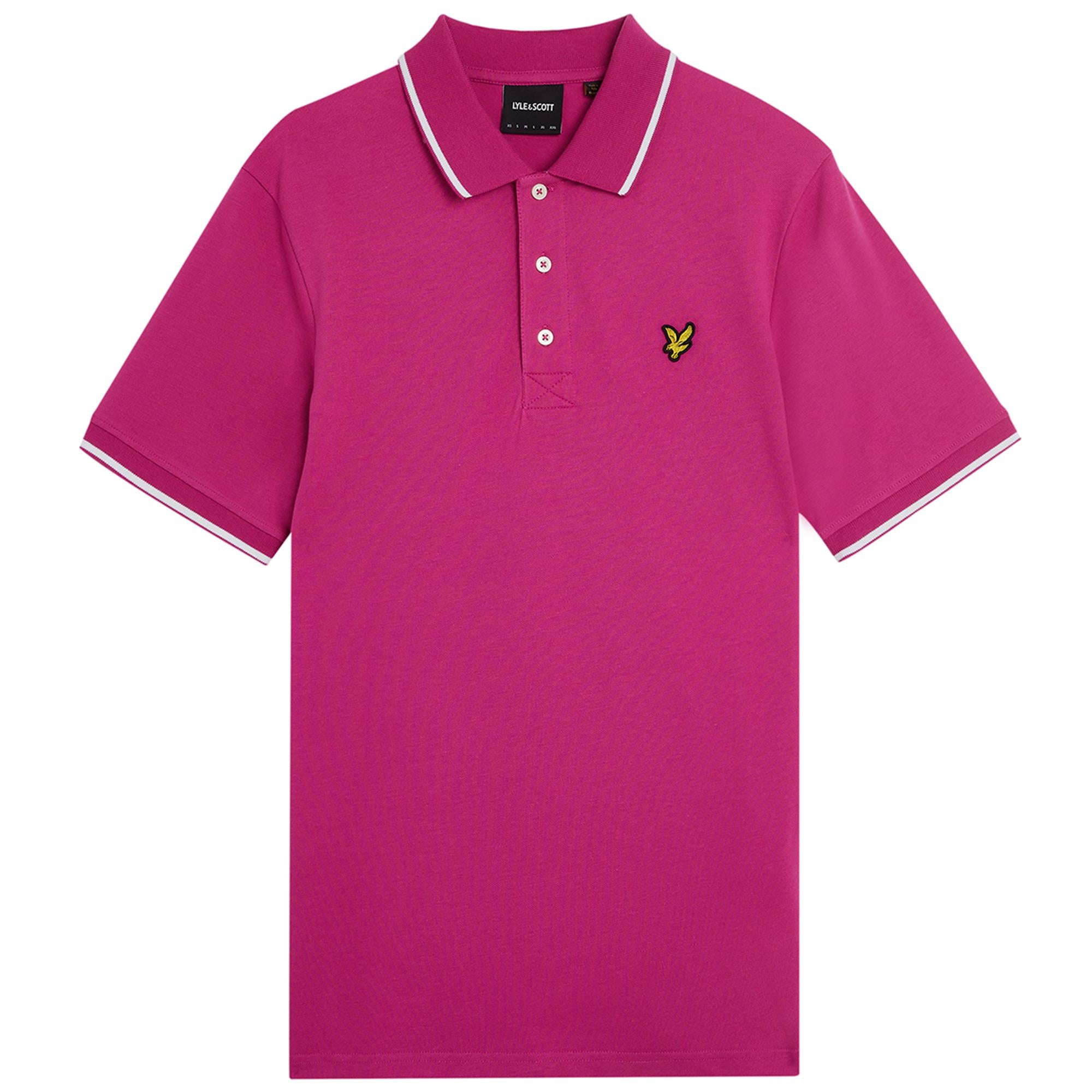Lyle & Scott Tipped Mens Polo Shirt Fuschia/White